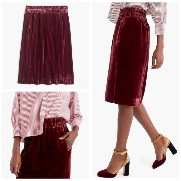 J. Crew Skirts J Crew Pull On Velvet Pencil Skirt In Burgundy M